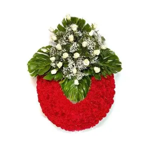 Ir al producto: Corona funeraria de claveles y rosas