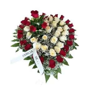 Ir al producto: Corazon de 40 rosas rojas y blancas